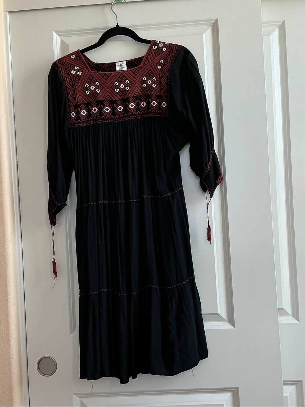 Black Dress with Brown Embroidered